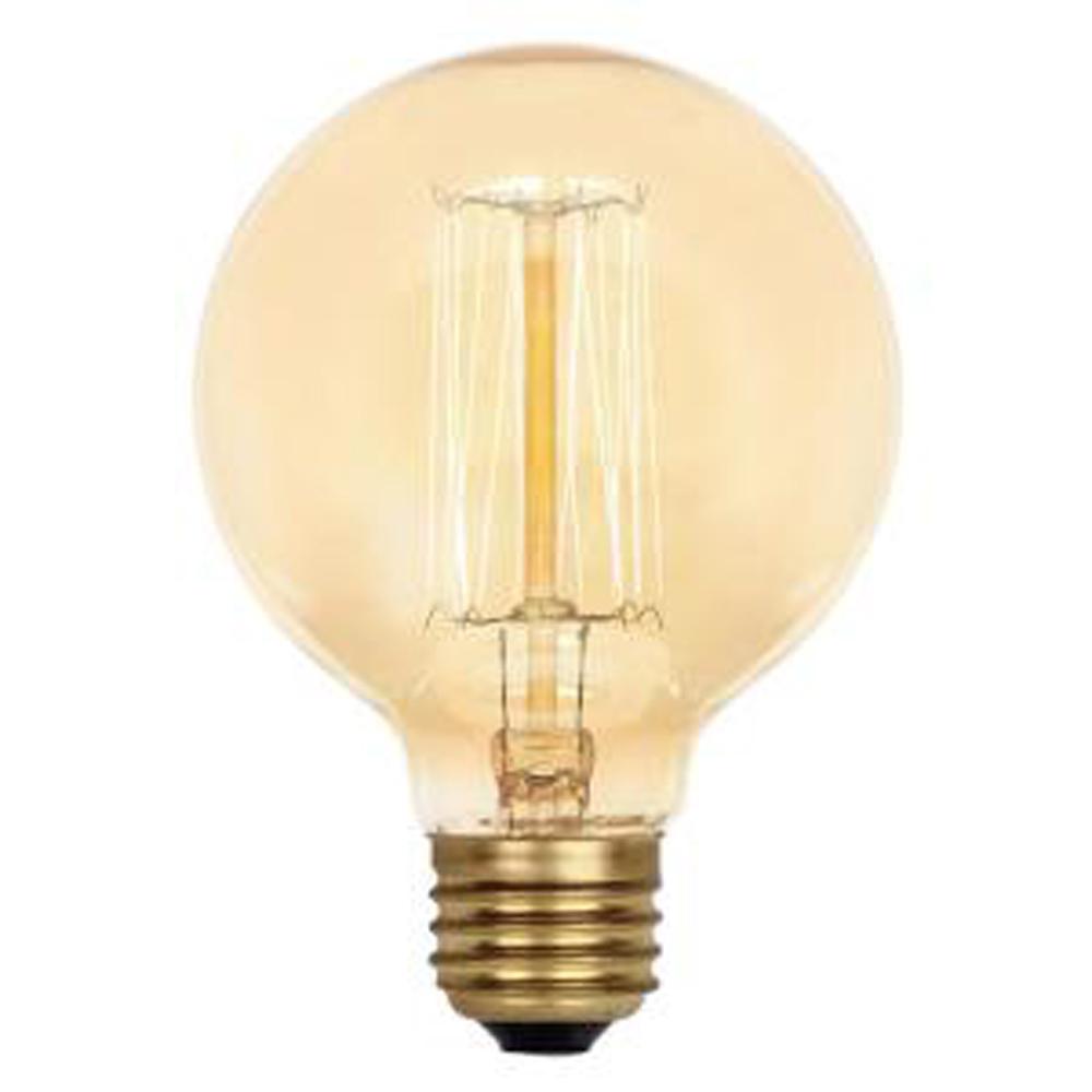 E27 G80 60W Dimmable Globe Industrial Vintage Filament Bulb with amber glass and E27 base, showcasing its vintage design.