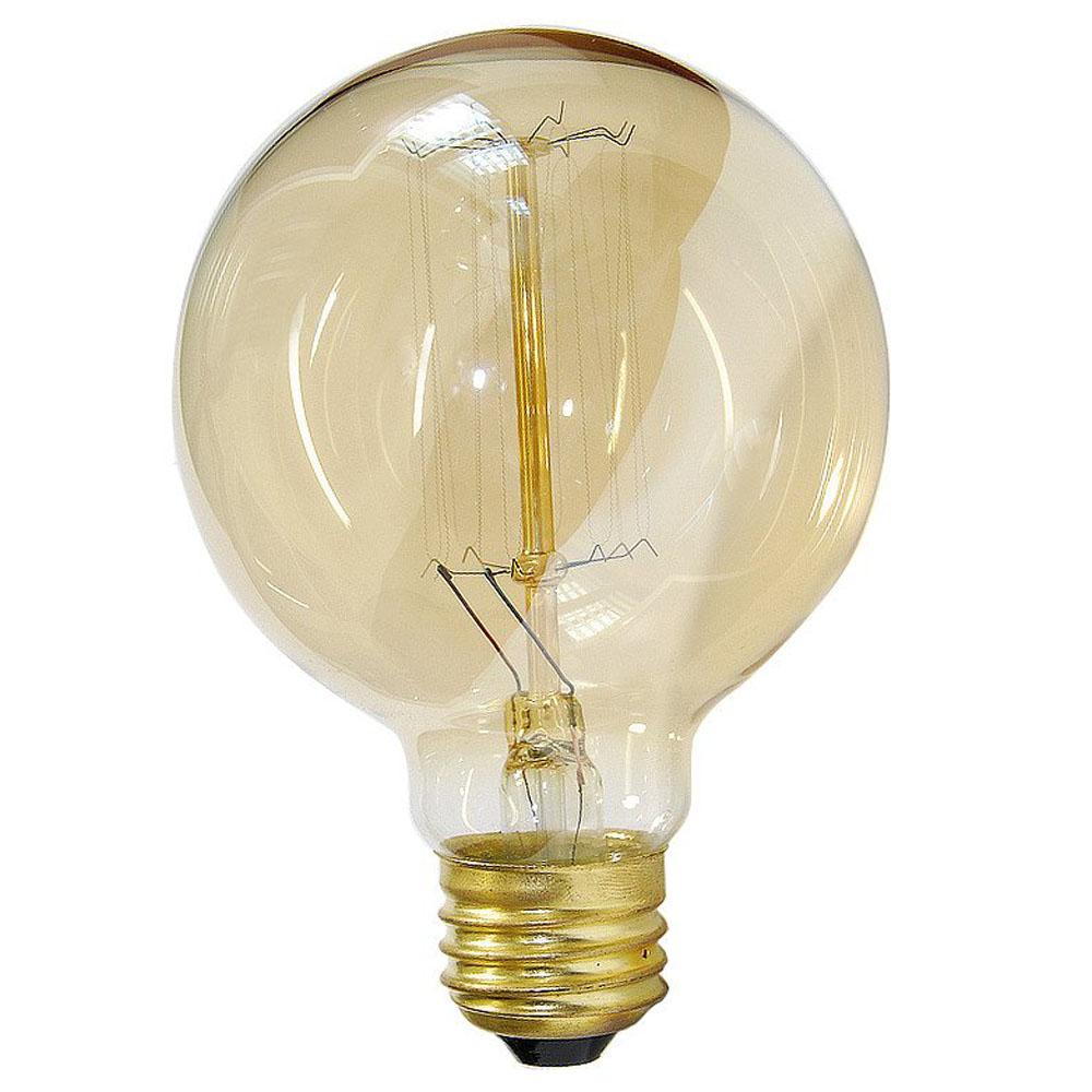 E27 G80 60W Dimmable Globe Industrial Vintage Filament Bulb with amber glass and E27 base, showcasing its vintage design.