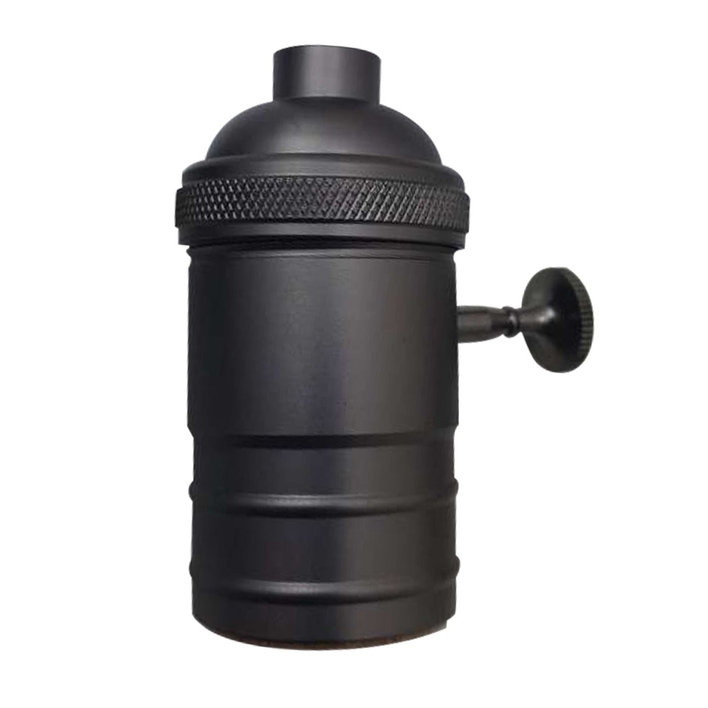 E27 Screw Vintage Switch Bulb Holder in Green Brass finish, showcasing its industrial antique design and compatibility with E27 bulbs.