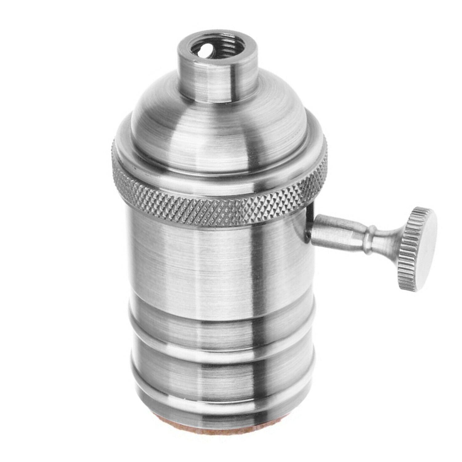 E27 Screw Vintage Switch Bulb Holder in Green Brass finish, showcasing its industrial antique design and compatibility with E27 bulbs.