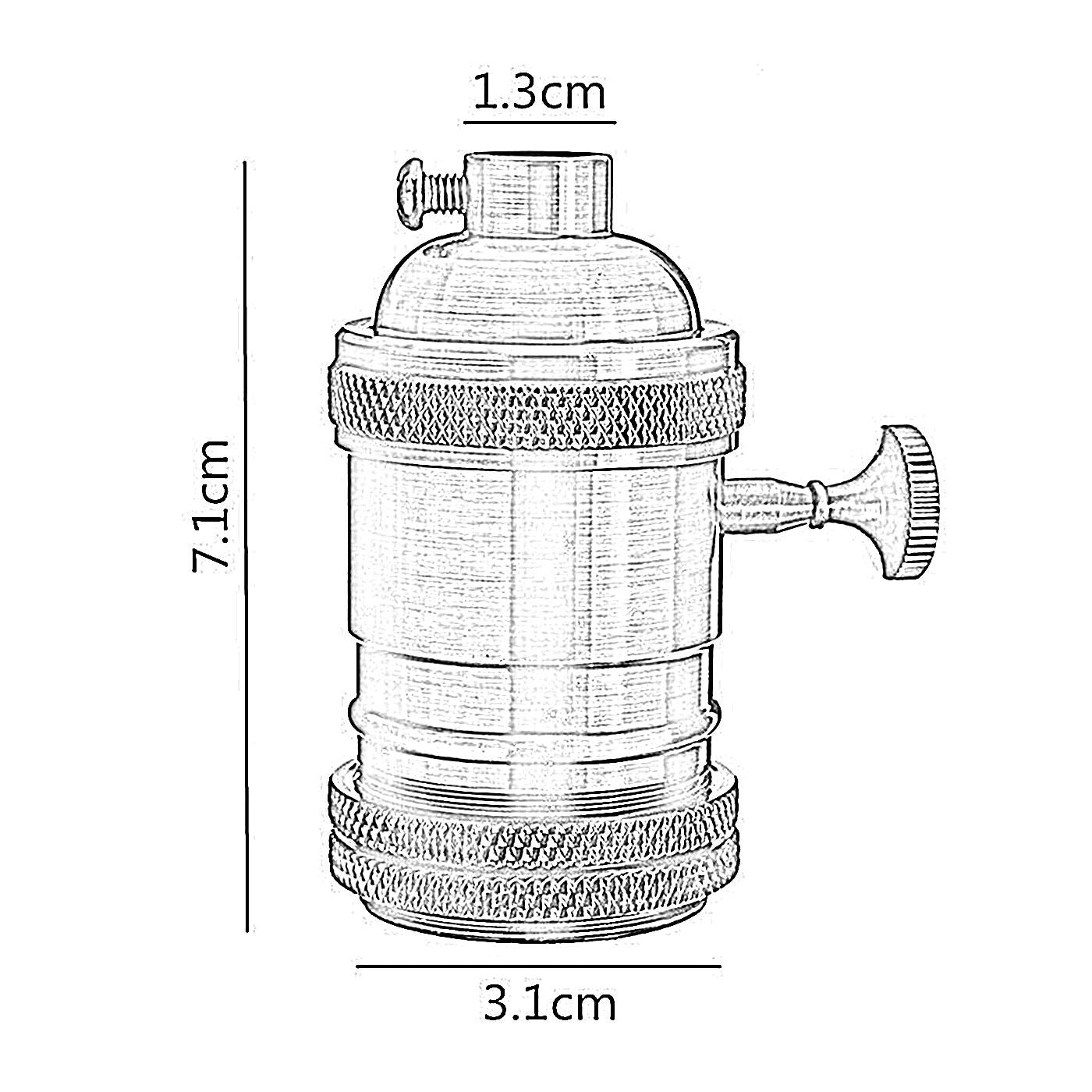 E27 Screw Vintage Switch Bulb Holder in Green Brass finish, showcasing its industrial antique design and compatibility with E27 bulbs.