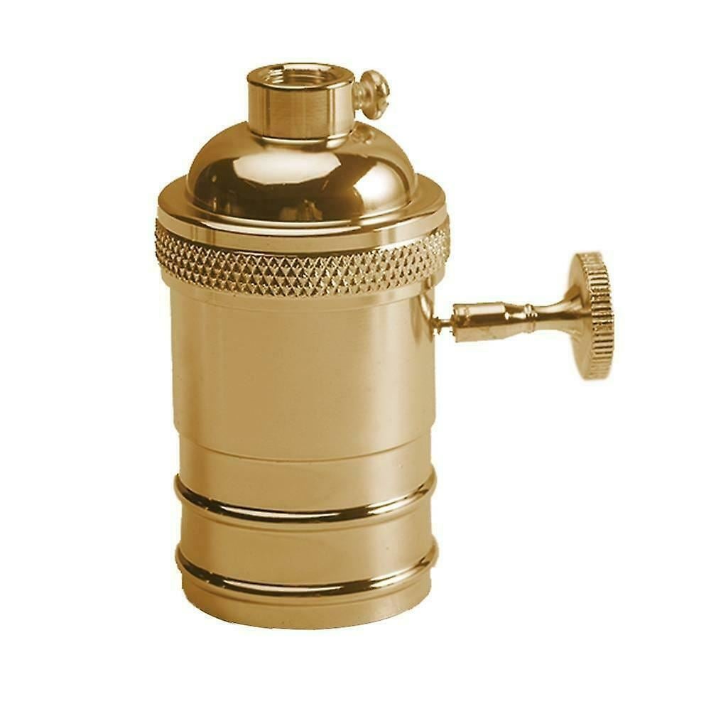 E27 Screw Vintage Switch Bulb Holder in Green Brass finish, showcasing its industrial antique design and compatibility with E27 bulbs.