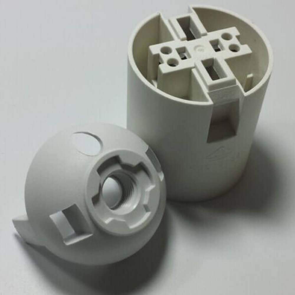 E27 White Plain Bakelite Lamp Holder showcasing its elegant design and durable material, perfect for vintage lighting setups.