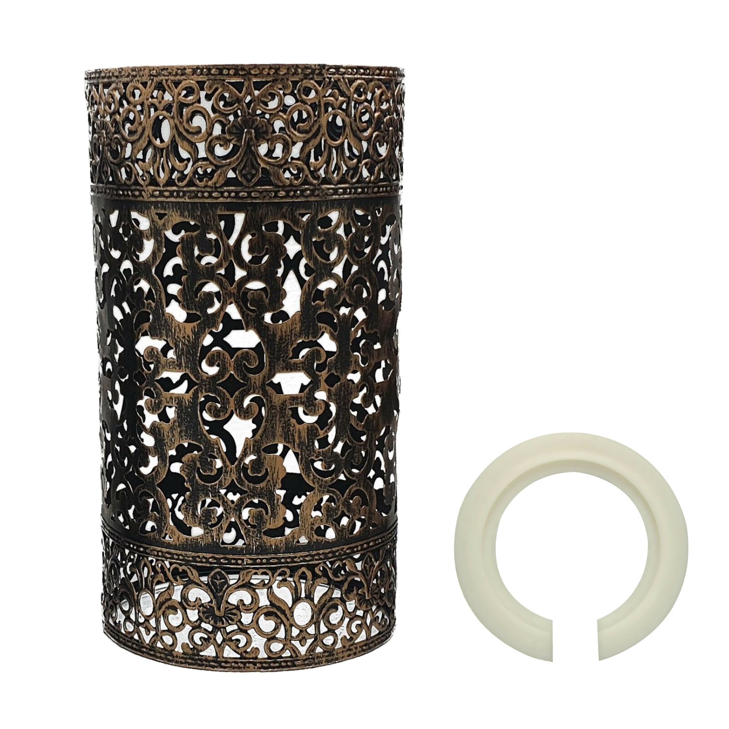 Easy Fit Brushed Copper Colour Drum Lampshade showcasing a modern metal design with a brushed effect finish.