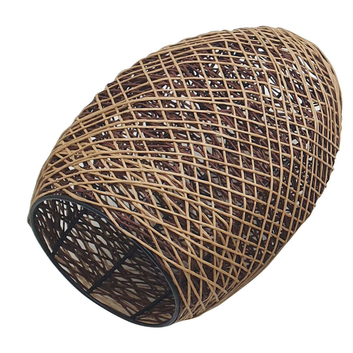 Easy Fit Lampshade in woven rattan design, brown color, perfect for ceiling lighting.