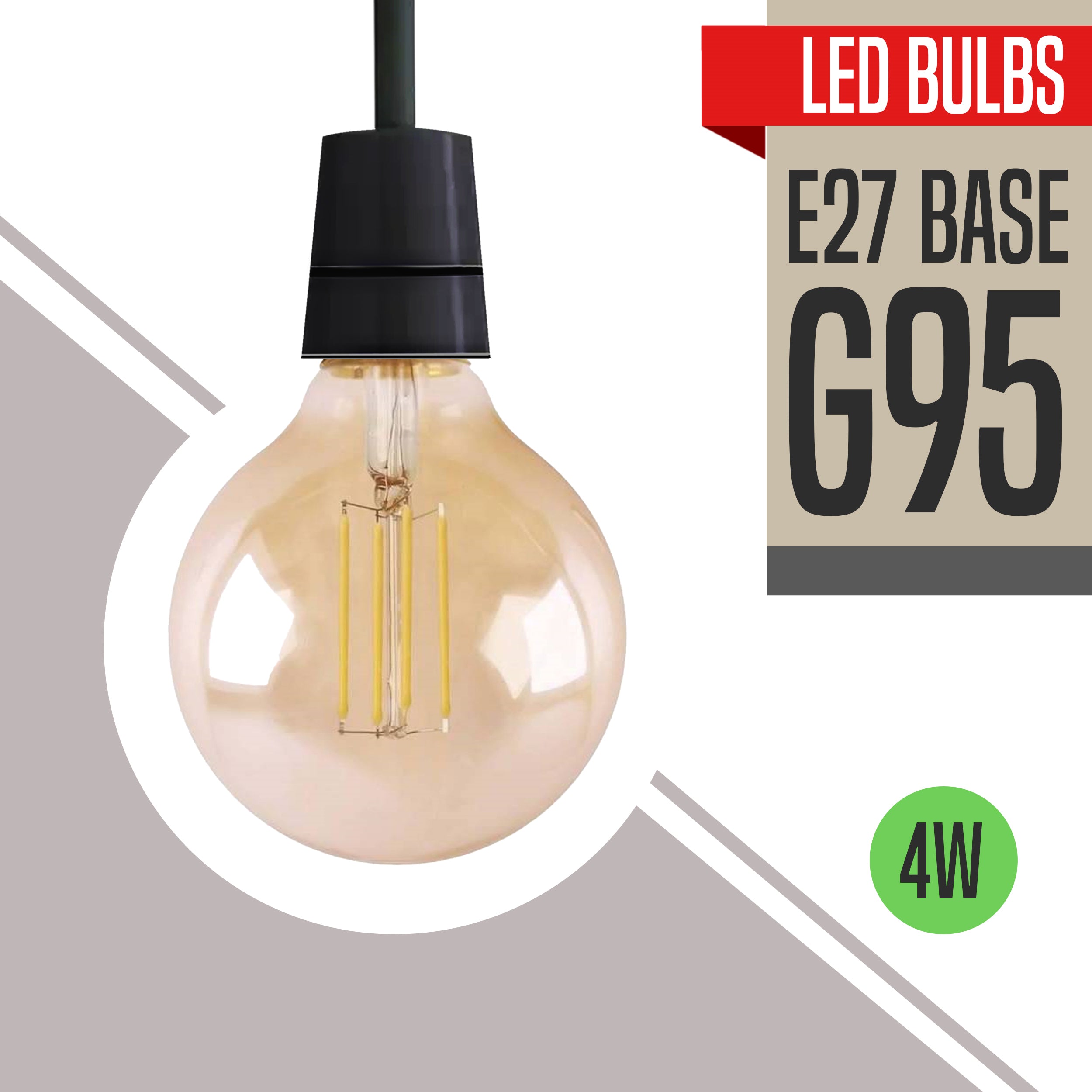 G30 4W Edison E26 LED Bulb with warm white light and curvy filament design, ideal for decorative lighting.