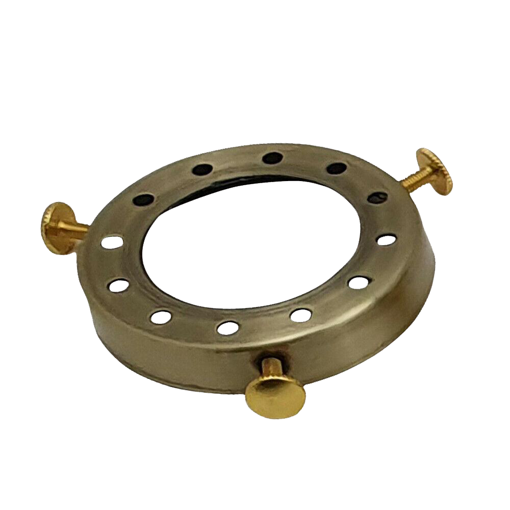 Green brass lamp shade cap designed for pendant light socket holder, featuring a durable metal construction and elegant finish.