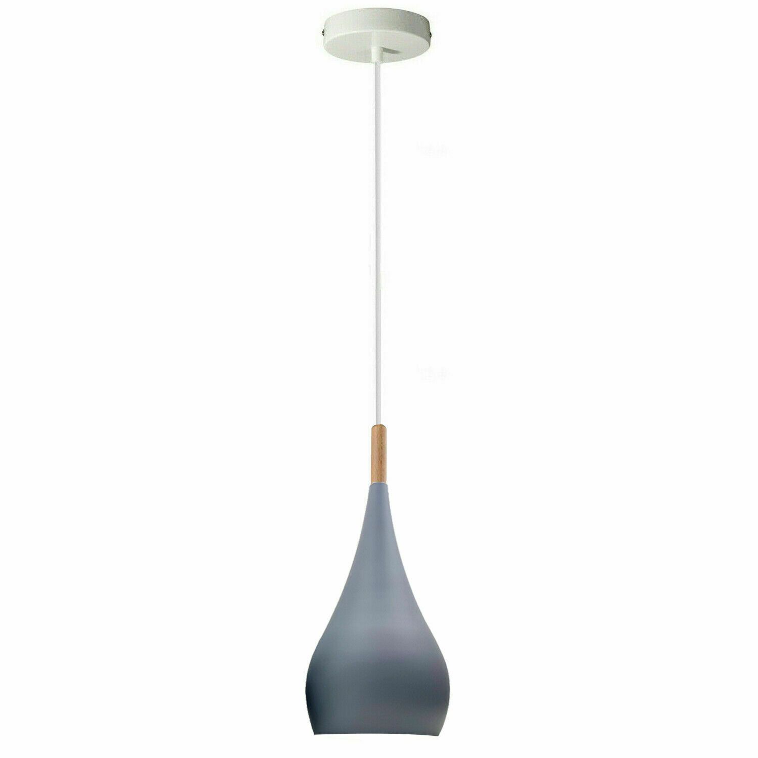 Grey retro style metal ceiling hanging lamp, showcasing a sleek design suitable for modern interiors.