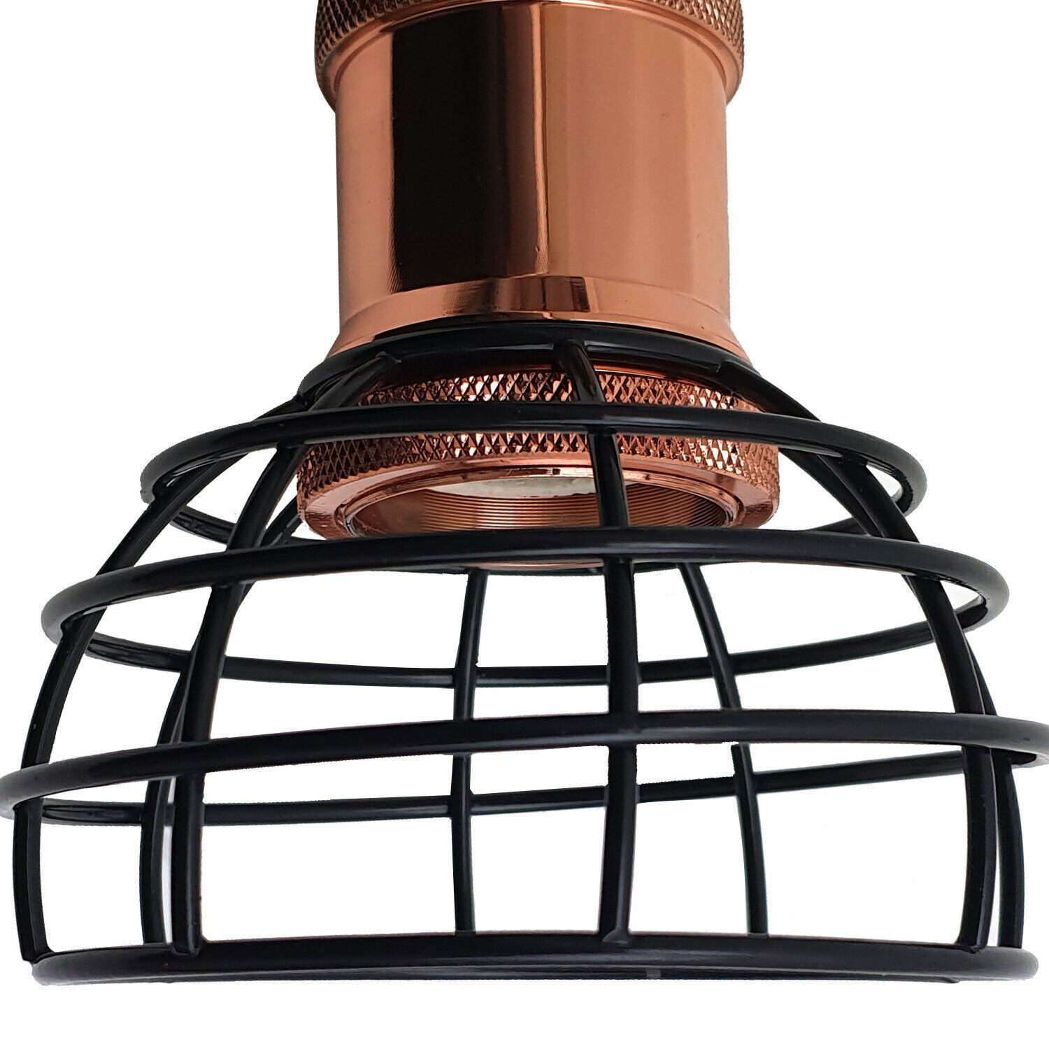 Industrial 3 Way Ceiling Light Fitting showcasing black and rose gold design with Edison-style bulbs.