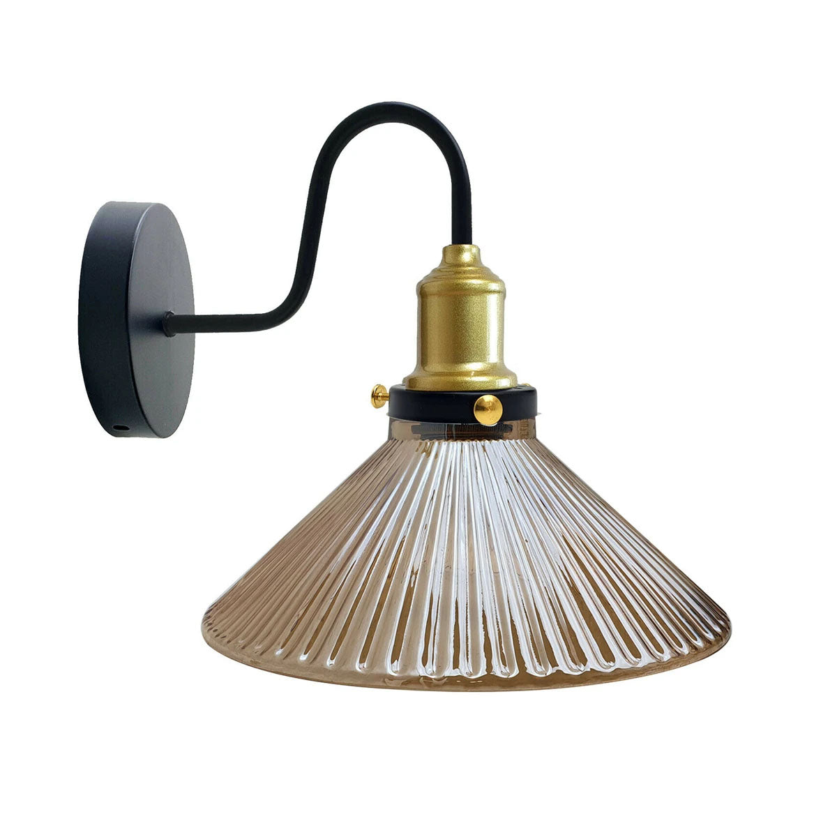Industrial Amber Glass Shade Wall Light showcasing a stylish metal frame and warm amber glass shade, ideal for home decor.