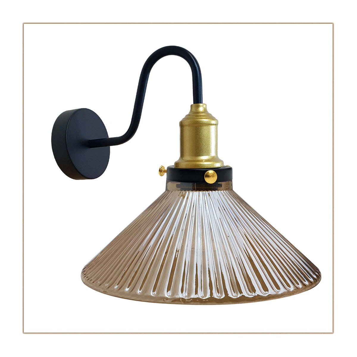 Industrial Amber Glass Shade Wall Light showcasing a stylish metal frame and warm amber glass shade, ideal for home decor.