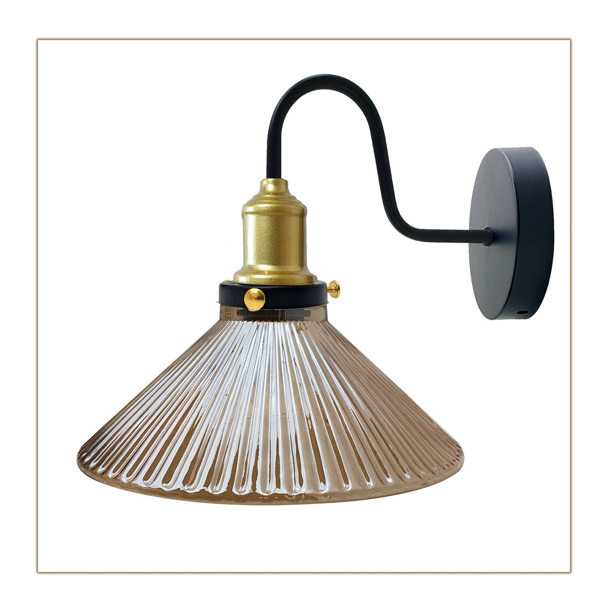 Industrial Amber Glass Shade Wall Light showcasing a stylish metal frame and warm amber glass shade, ideal for home decor.