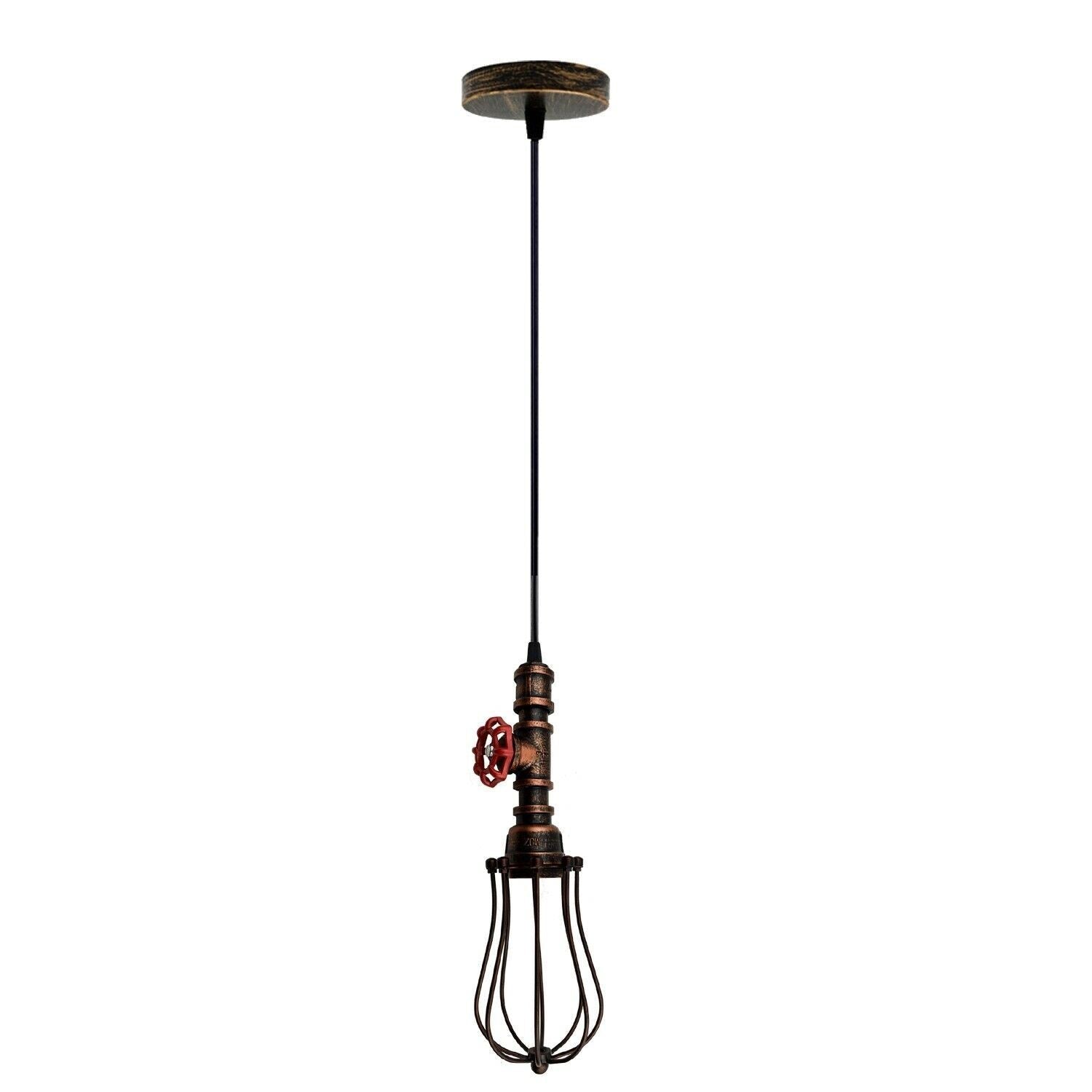 Industrial Balloon Cage Water Pipe Ceiling Light in rustic red iron metal, featuring a vintage industrial design suitable for various settings.