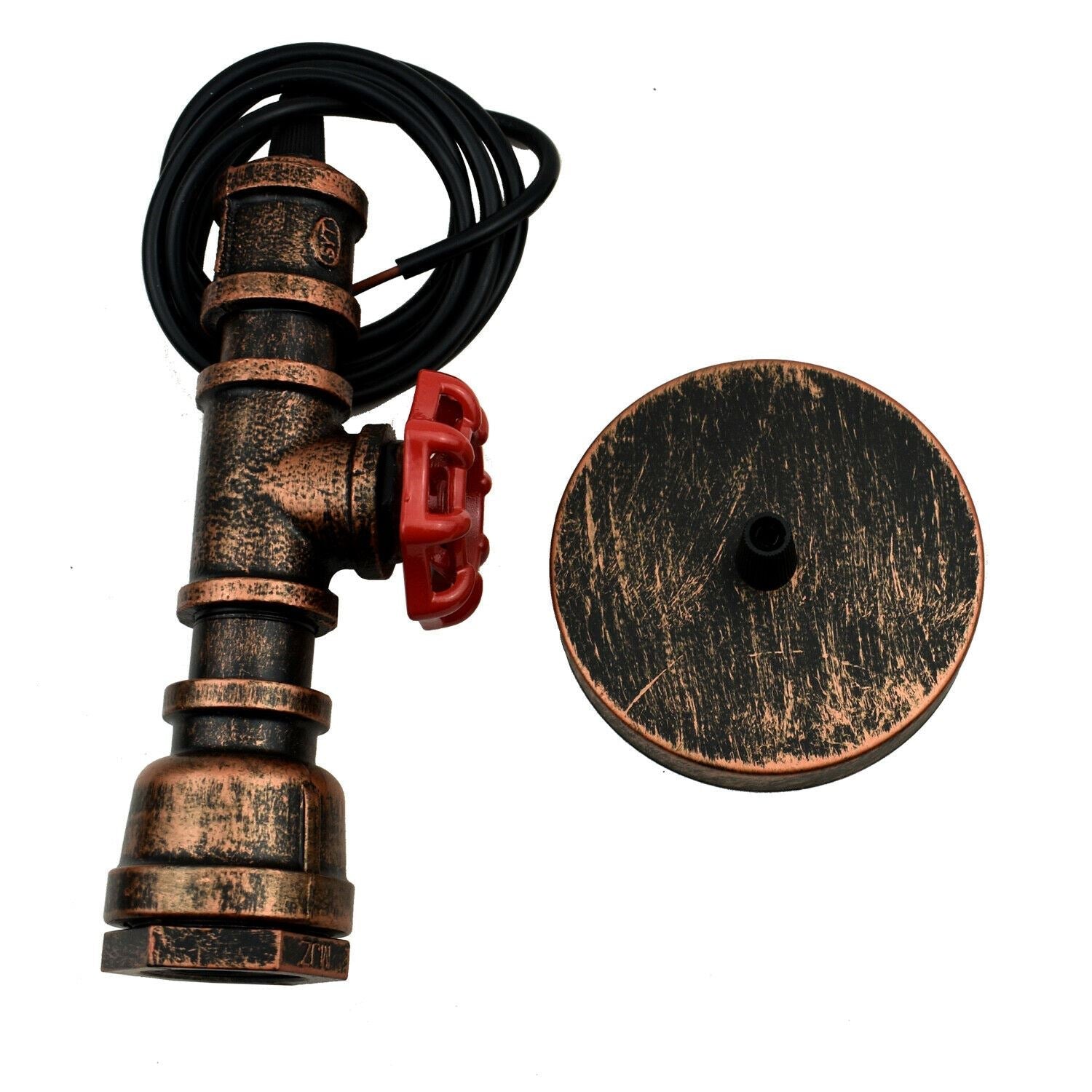 Industrial Balloon Cage Water Pipe Ceiling Light in rustic red iron metal, featuring a vintage industrial design suitable for various settings.