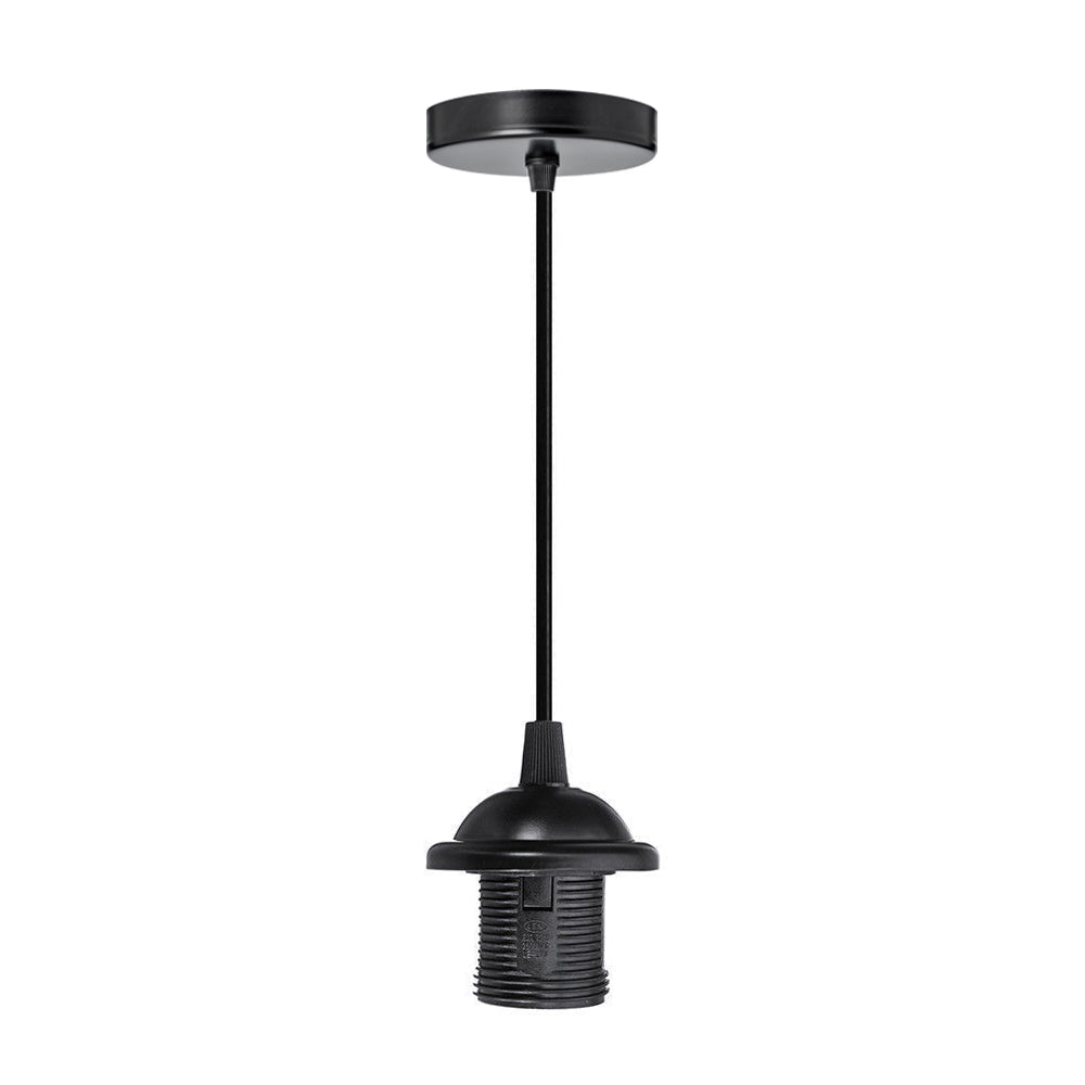 Industrial black pendant light holder with E27 base, showcasing a modern design suitable for home and commercial use.