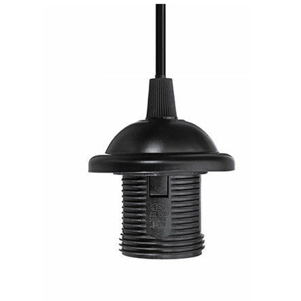 Industrial black pendant light holder with E27 base, showcasing a modern design suitable for home and commercial use.