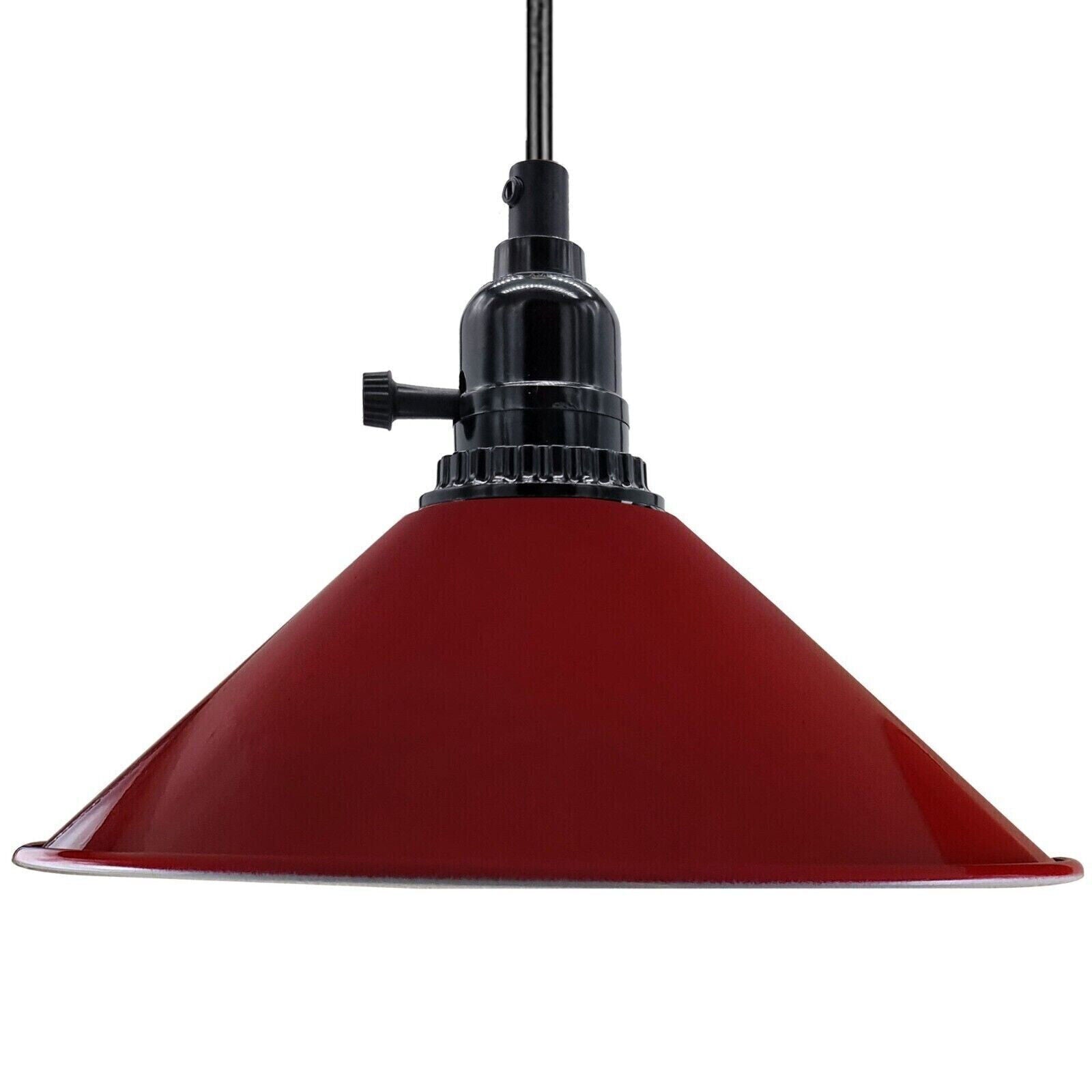 Industrial Black holder Dimmer Switch Hanging Pendant Light with metal shade and adjustable chain, perfect for modern home decor.