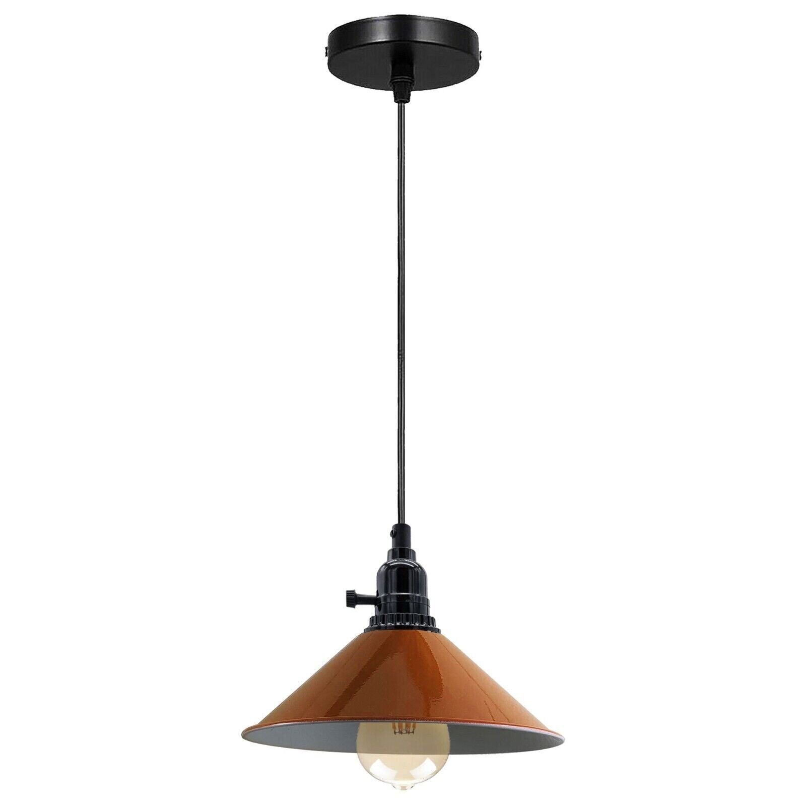 Industrial Black holder Dimmer Switch Hanging Pendant Light with metal shade and adjustable chain, perfect for modern home decor.