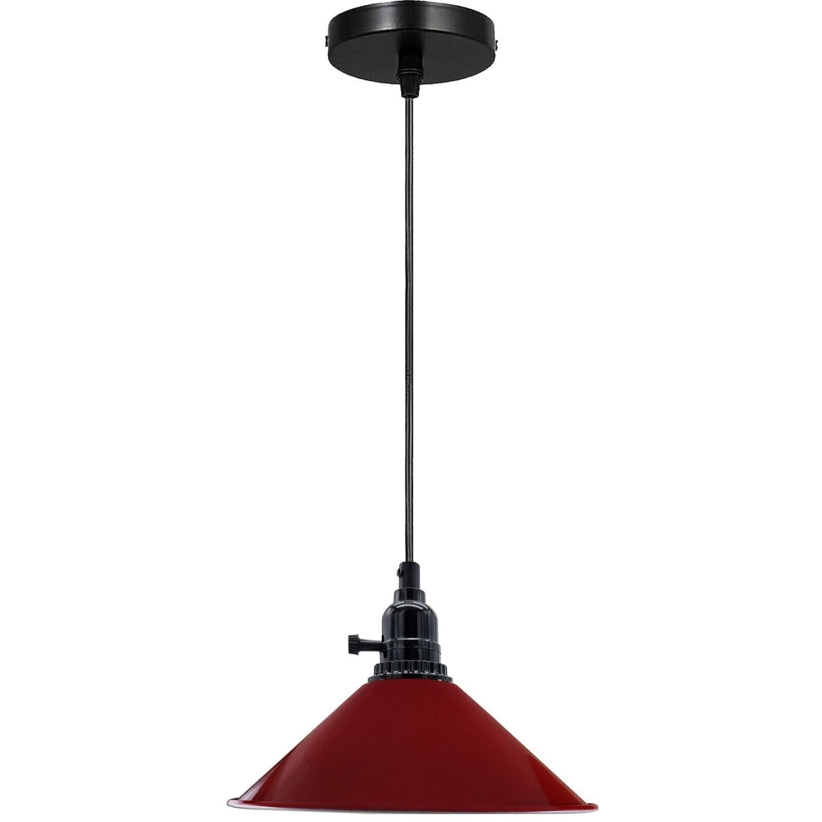 Industrial Black holder Dimmer Switch Hanging Pendant Light with metal shade and adjustable chain, perfect for modern home decor.