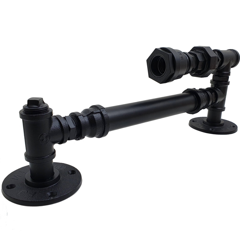 Industrial Black Wall Sconce pipe light featuring a vintage design with a black steel finish, ideal for retro decor.