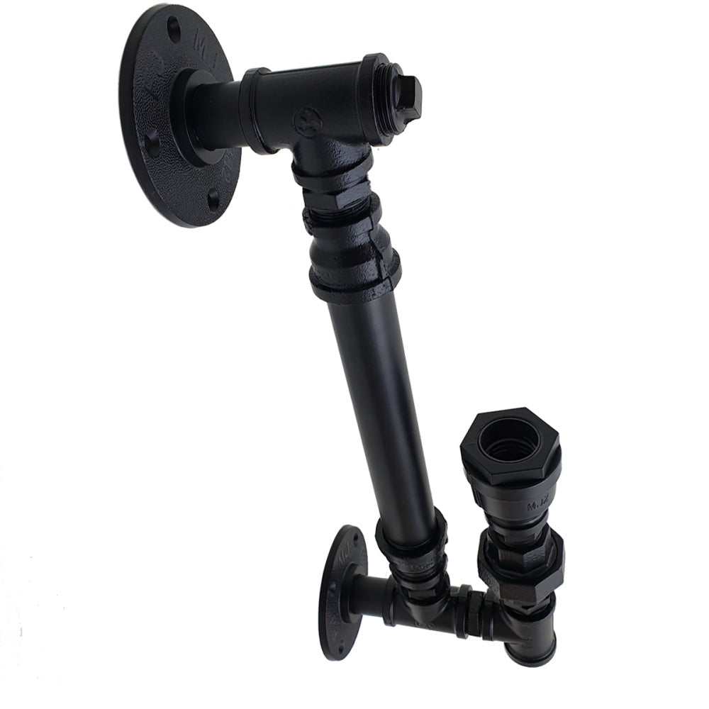 Industrial Black Wall Sconce pipe light featuring a vintage design with a black steel finish, ideal for retro decor.