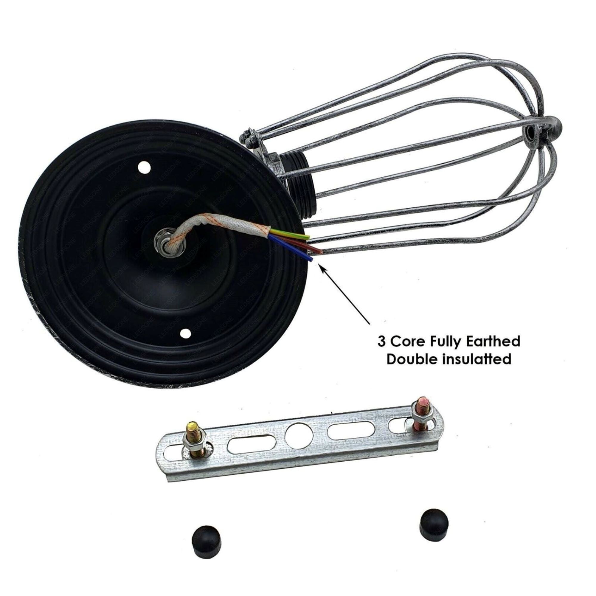 Industrial brushed silver balloon cage wall sconce lamp with a modern design, showcasing its elegant brushed finish and open cage structure.