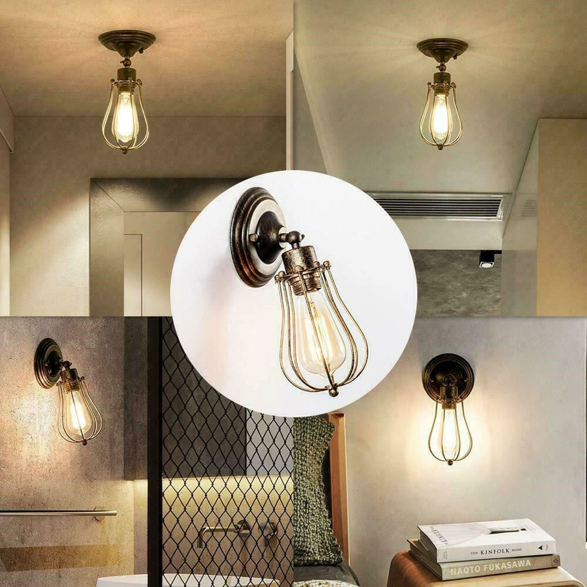 Industrial brushed silver balloon cage wall sconce lamp with a modern design, showcasing its elegant brushed finish and open cage structure.