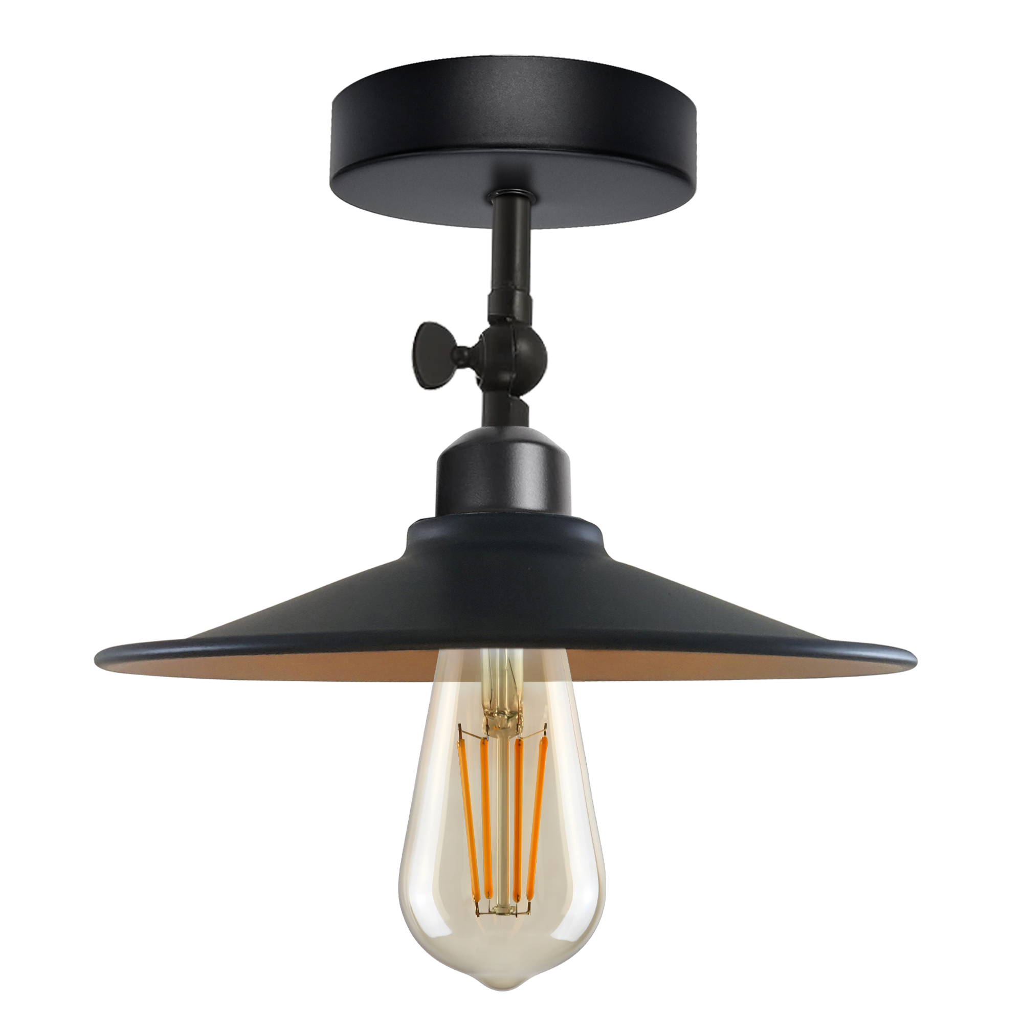 Industrial ceiling flush mount light fixture with a vintage metal design, perfect for low ceilings and various indoor spaces.