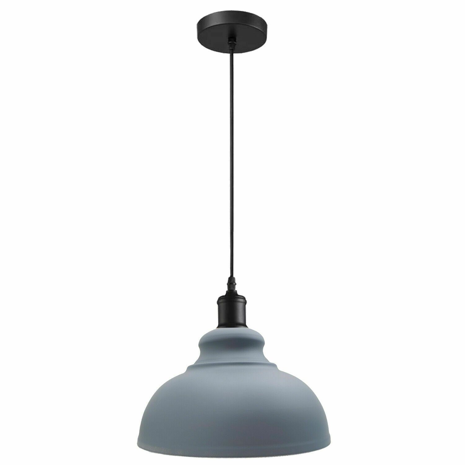 Industrial Curvy Pendant Lighting Fixture in Grey, featuring a sleek dome design and adjustable hood for modern decor.