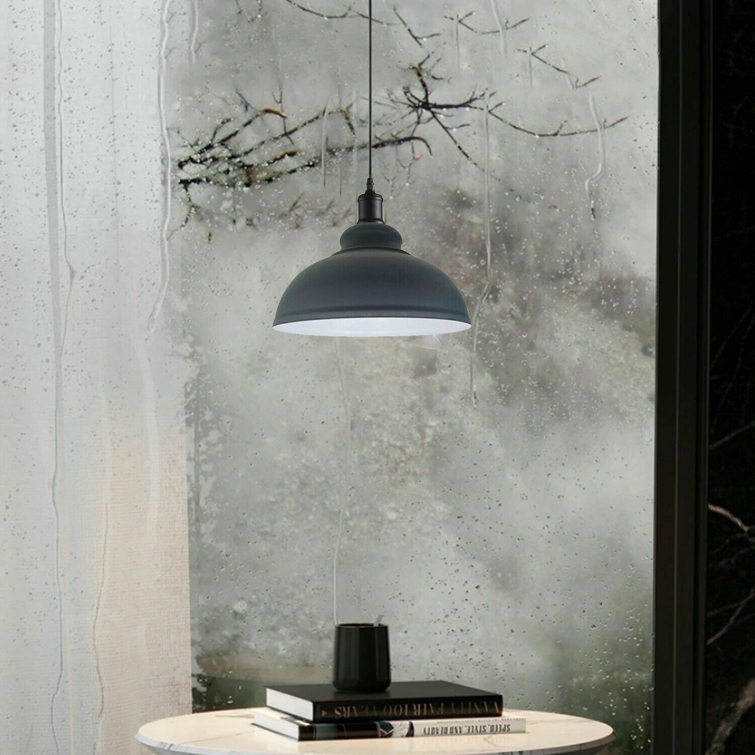 Industrial Curvy Pendant Lighting Fixture in Grey, featuring a sleek dome design and adjustable hood for modern decor.