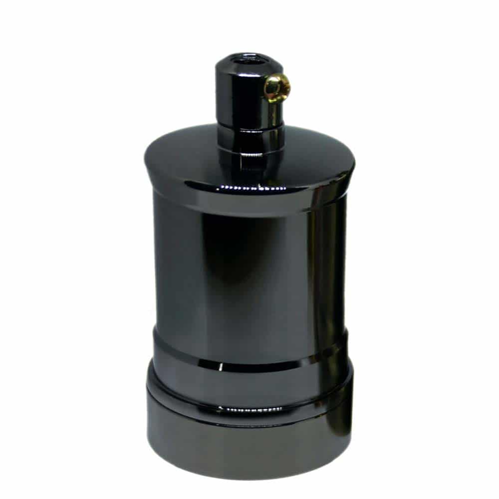 Industrial E27 Socket Vintage Aluminum Lamp Holder showcasing a black finish and exposed bulb design, perfect for vintage lighting.