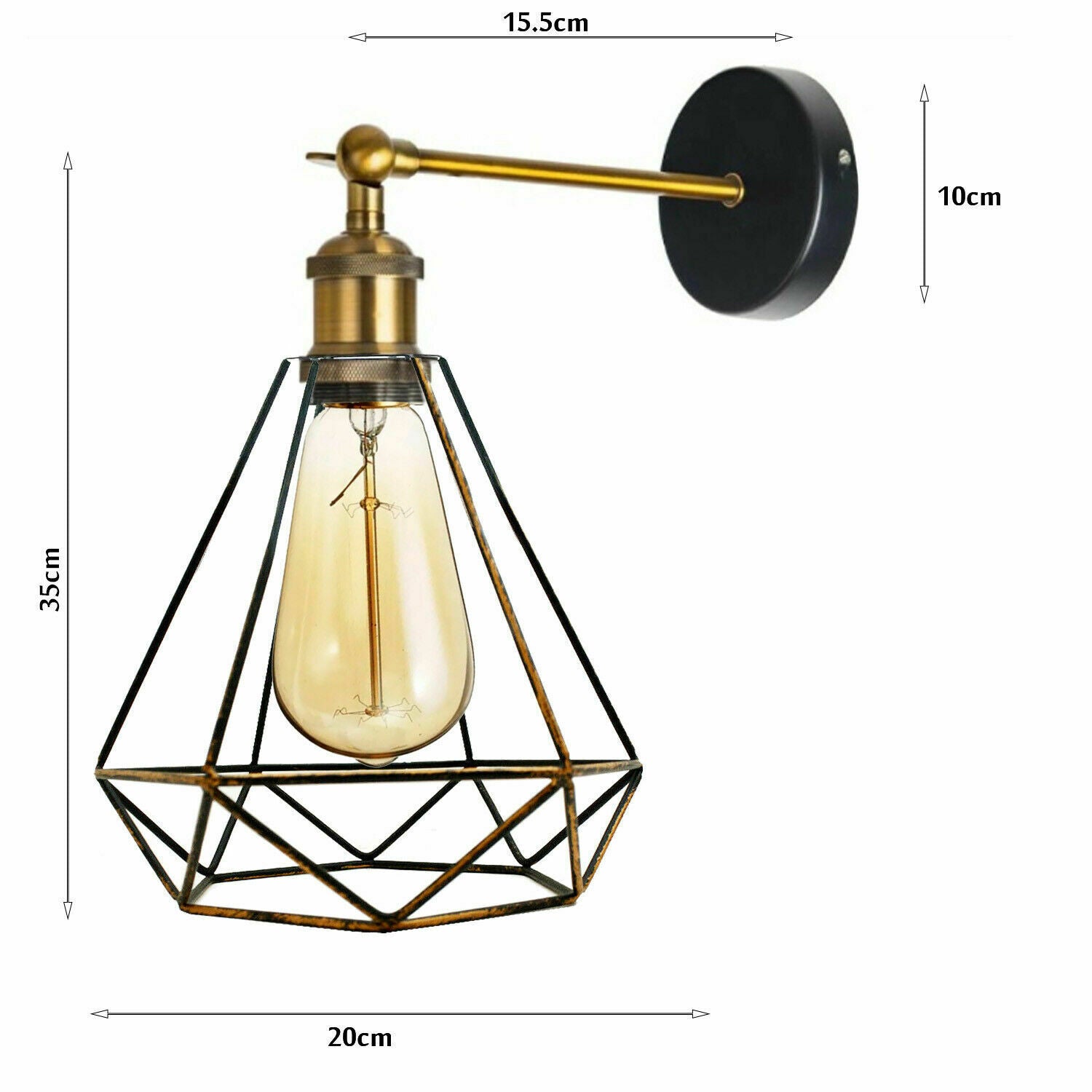 Industrial Geometric Cage Wall Sconce Lamp featuring a metal construction and geometric design, ideal for modern indoor decor.