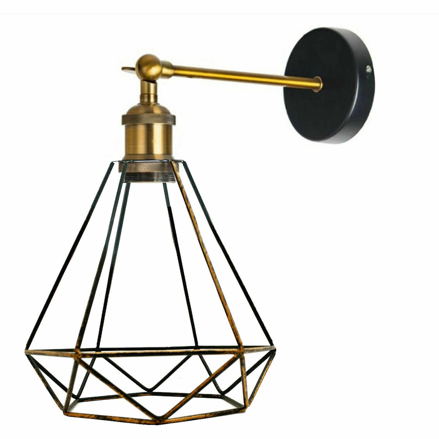 Industrial Geometric Cage Wall Sconce Lamp featuring a metal construction and geometric design, ideal for modern indoor decor.