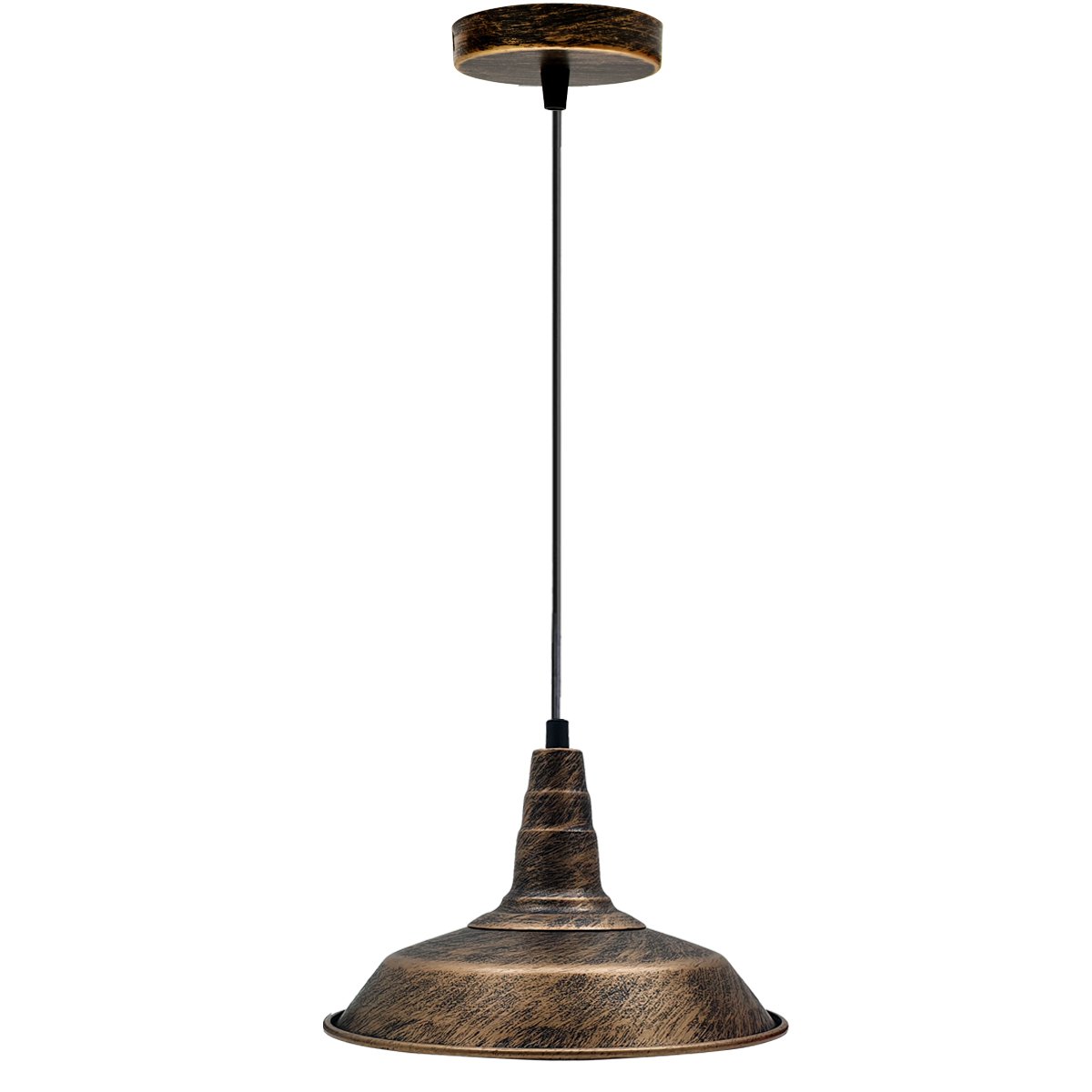 Industrial Hanging Pendant Light in black metal, showcasing vintage design suitable for kitchens and cafes.