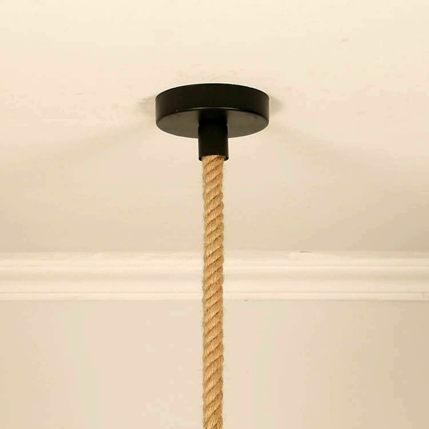 Industrial Hemp Rope Barn Hanging Pendant Light with metal and hemp rope design, showcasing a rustic and stylish look.