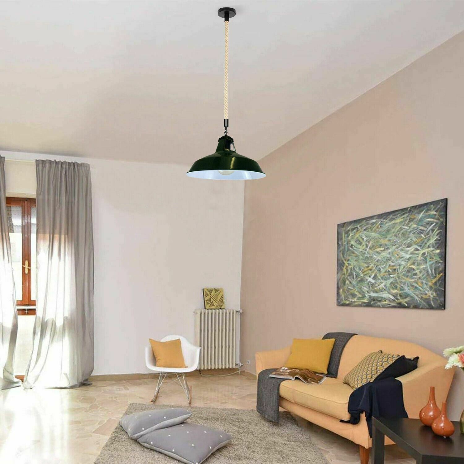 Industrial Hemp Rope Barn Hanging Pendant Light with metal and hemp rope design, showcasing a rustic and stylish look.