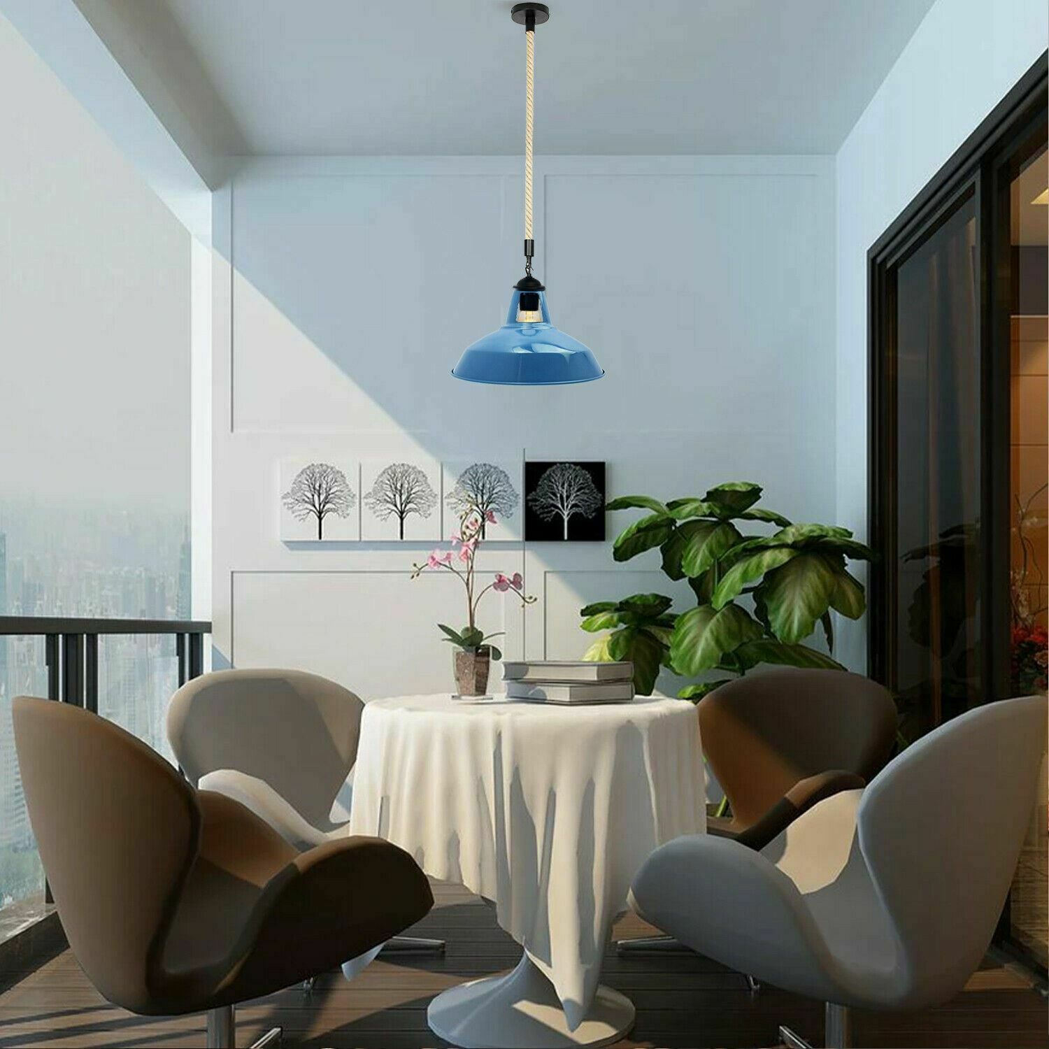 Industrial Hemp Rope Barn Hanging Pendant Light with metal and hemp rope design, showcasing a rustic and stylish look.