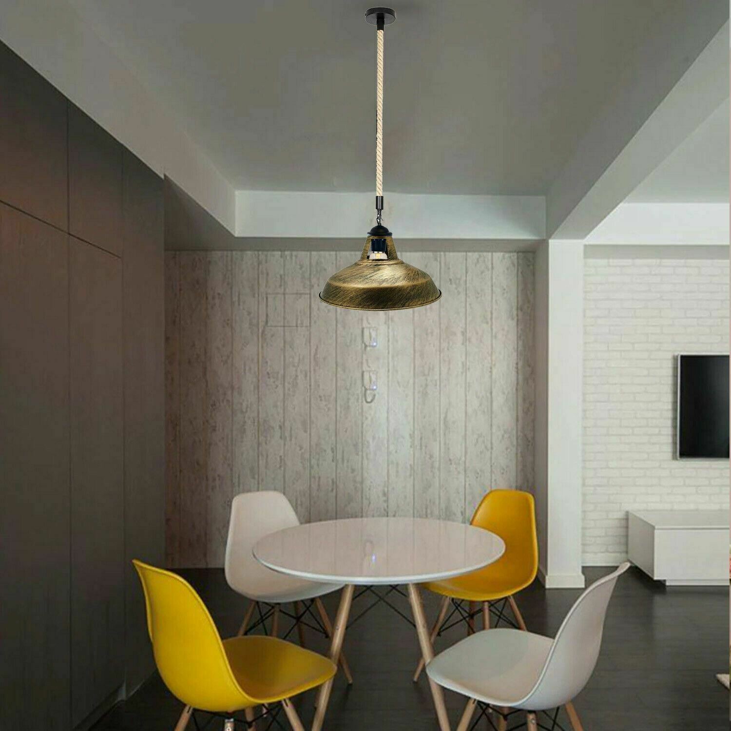 Industrial Hemp Rope Barn Hanging Pendant Light with metal and hemp rope design, showcasing a rustic and stylish look.