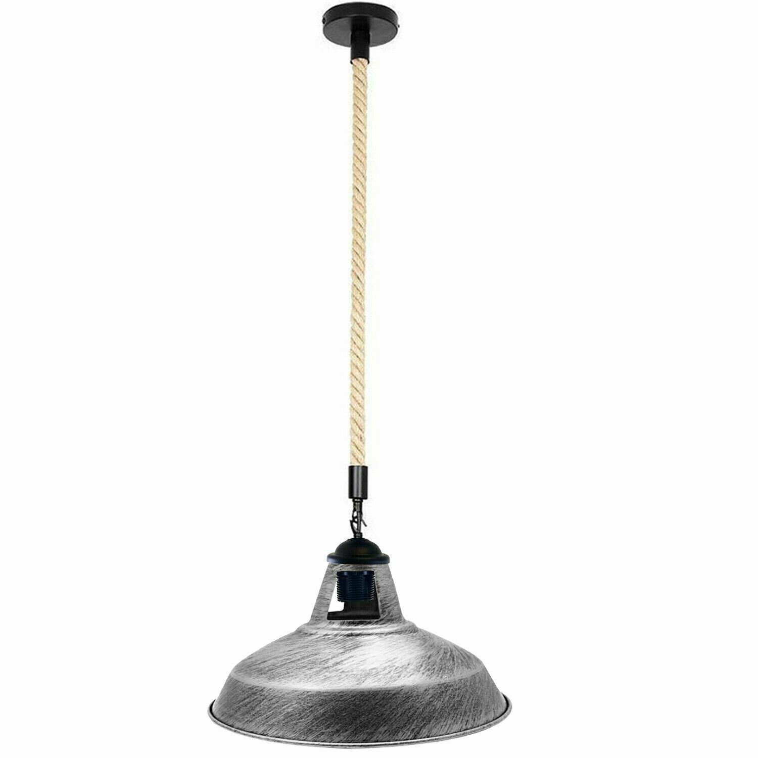 Industrial Hemp Rope Barn Hanging Pendant Light with metal and hemp rope design, showcasing a rustic and stylish look.