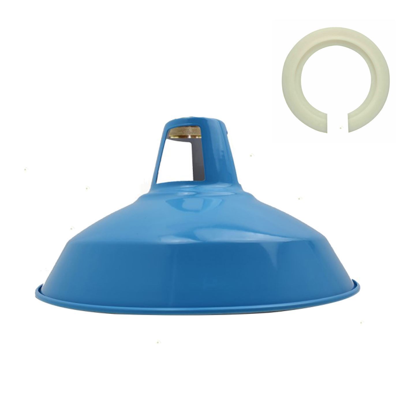 Industrial Metal Barn Slotted Lamp Shade in various colors, showcasing its unique design and sturdy metal construction.