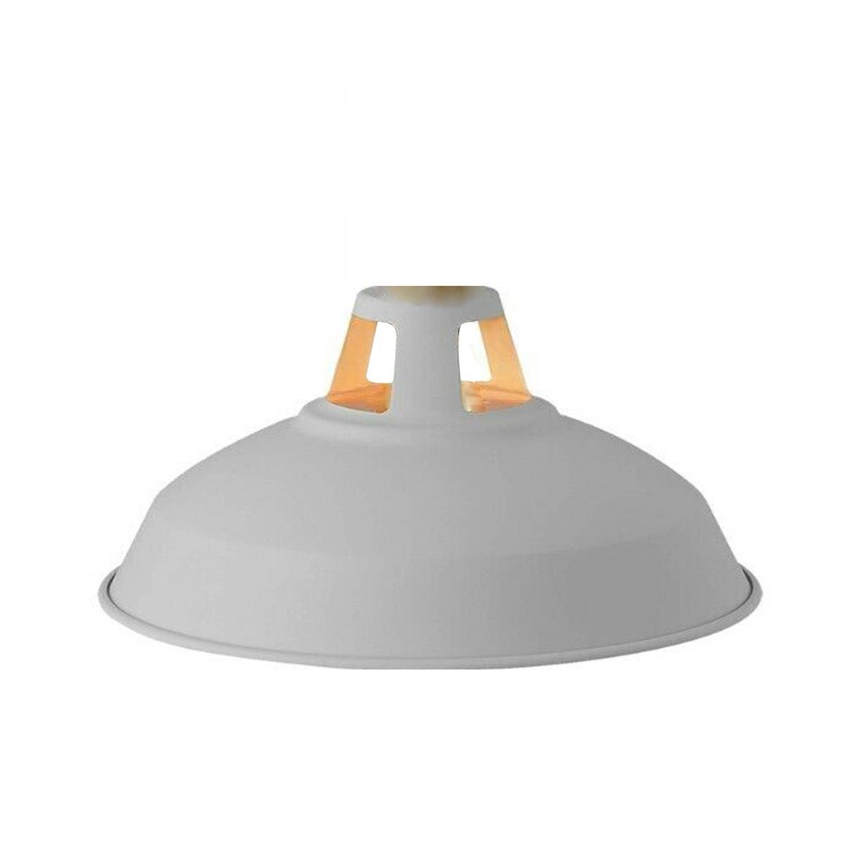 Industrial Metal Barn Slotted Lamp Shade in various colors, showcasing its unique design and sturdy metal construction.
