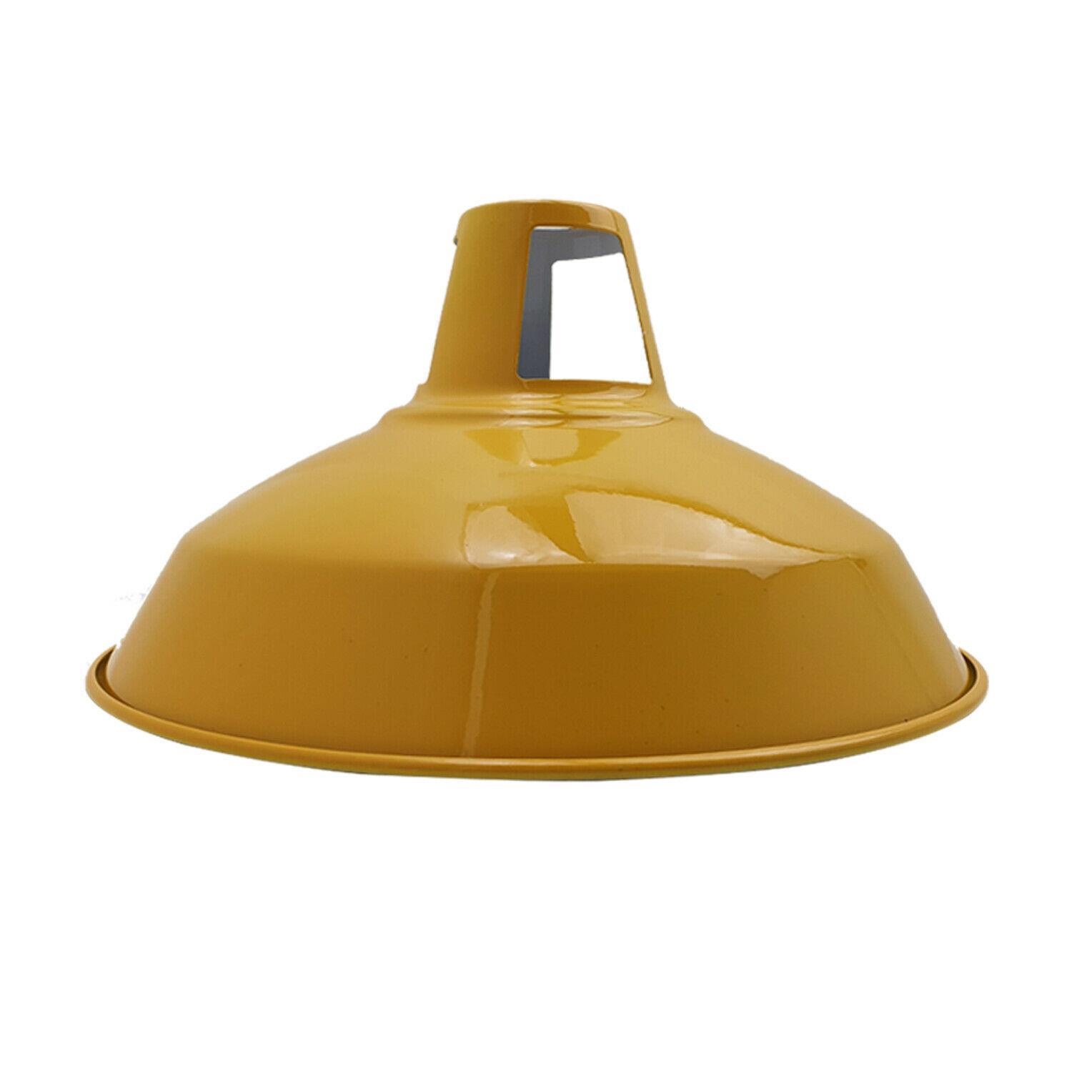 Industrial Metal Barn Slotted Lamp Shade in various colors, showcasing its unique design and sturdy metal construction.