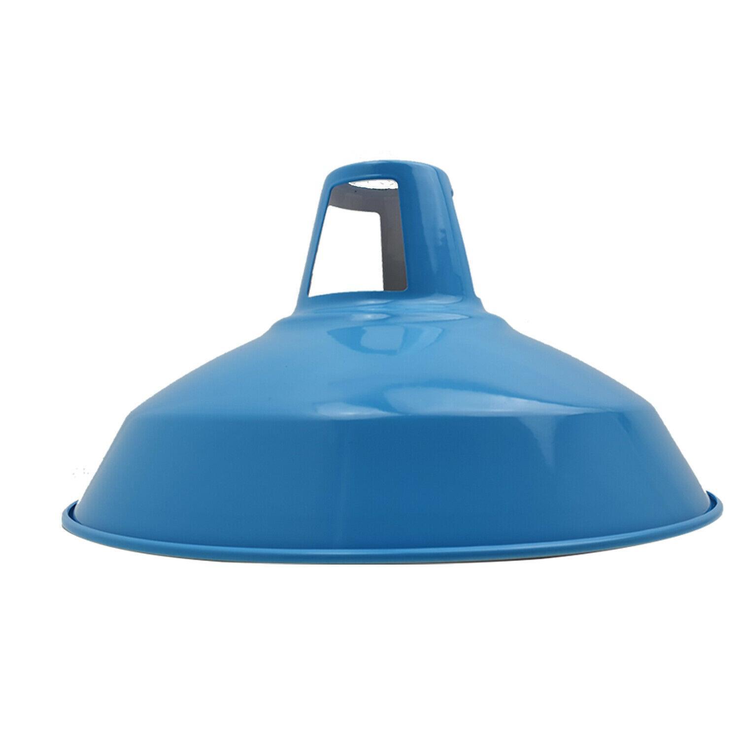 Industrial Metal Barn Slotted Lamp Shade in various colors, showcasing its unique design and sturdy metal construction.