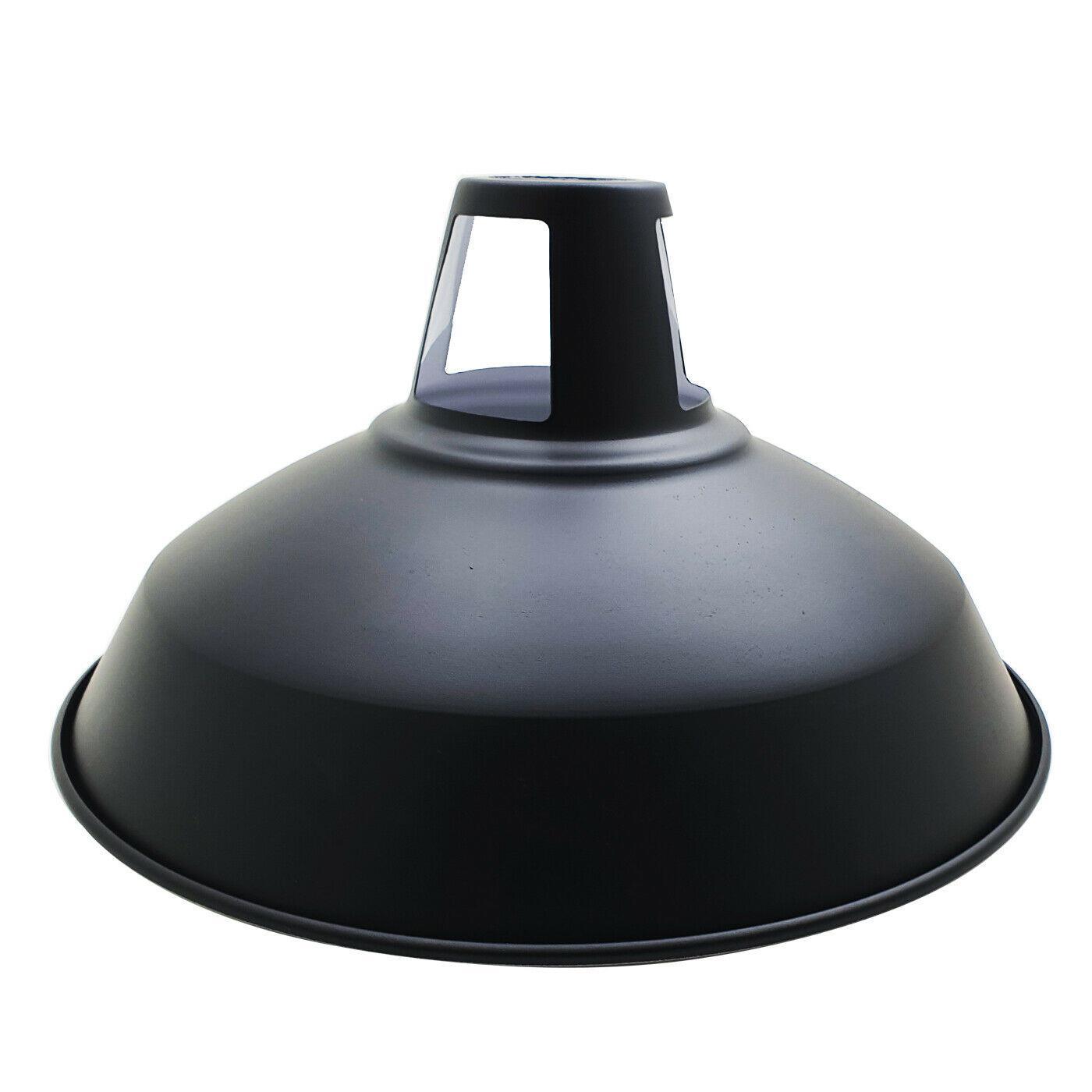 Industrial Metal Barn Slotted Lamp Shade in various colors, showcasing its unique design and sturdy metal construction.