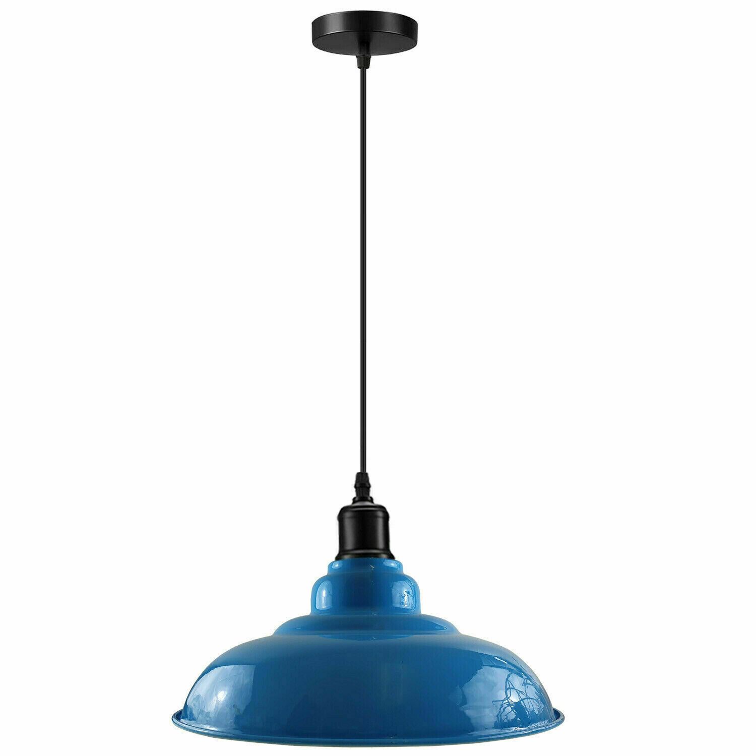 Industrial Metal Curvy Hanging Pendant Light in various colors with a sleek dome design, perfect for modern interiors.