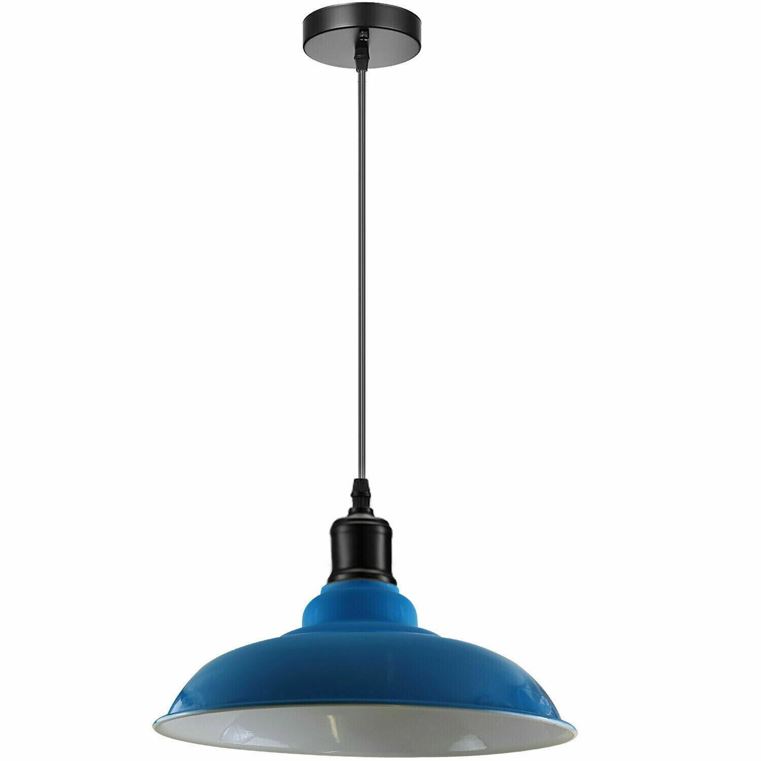 Industrial Metal Curvy Hanging Pendant Light in various colors with a sleek dome design, perfect for modern interiors.