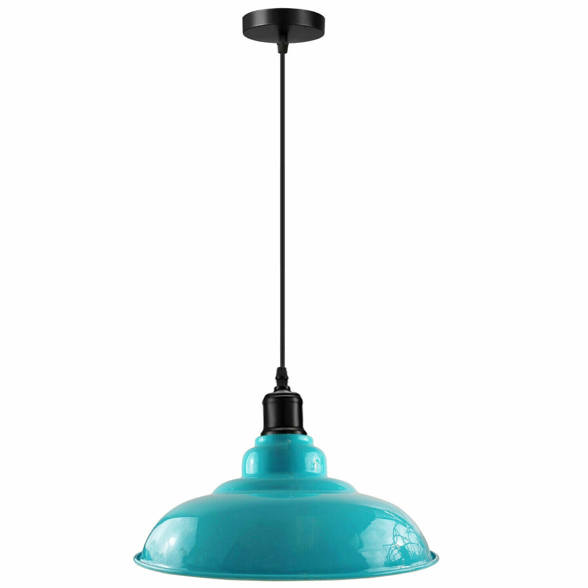 Industrial Metal Curvy Hanging Pendant Light in various colors with a sleek dome design, perfect for modern interiors.
