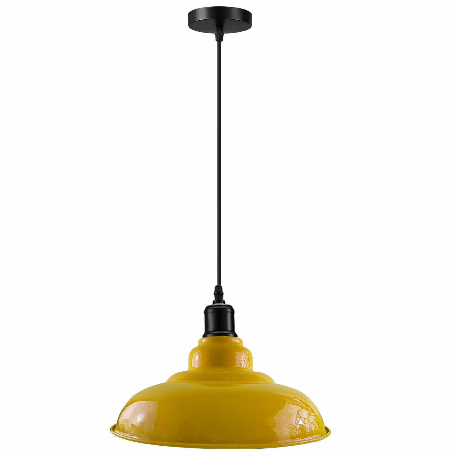 Industrial Metal Curvy Hanging Pendant Light in various colors with a sleek dome design, perfect for modern interiors.