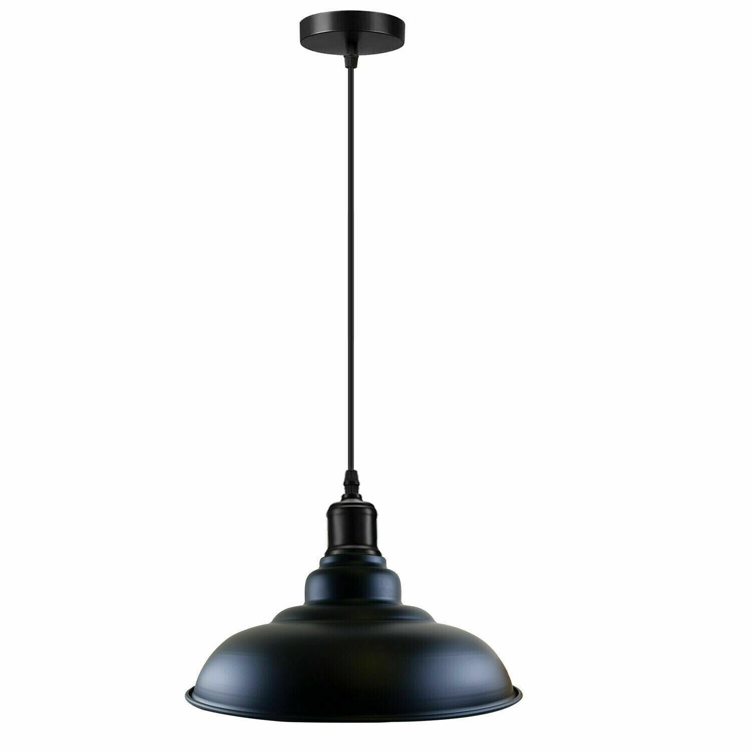 Industrial Metal Curvy Hanging Pendant Light in various colors with a sleek dome design, perfect for modern interiors.