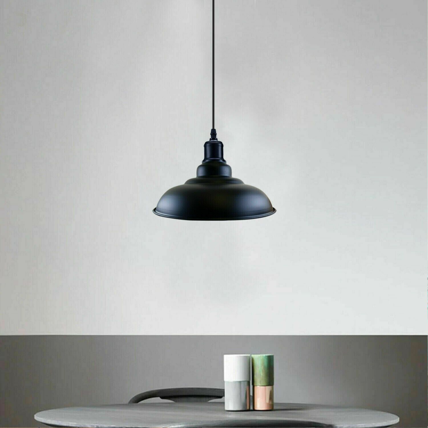 Industrial Metal Curvy Hanging Pendant Light in various colors with a sleek dome design, perfect for modern interiors.